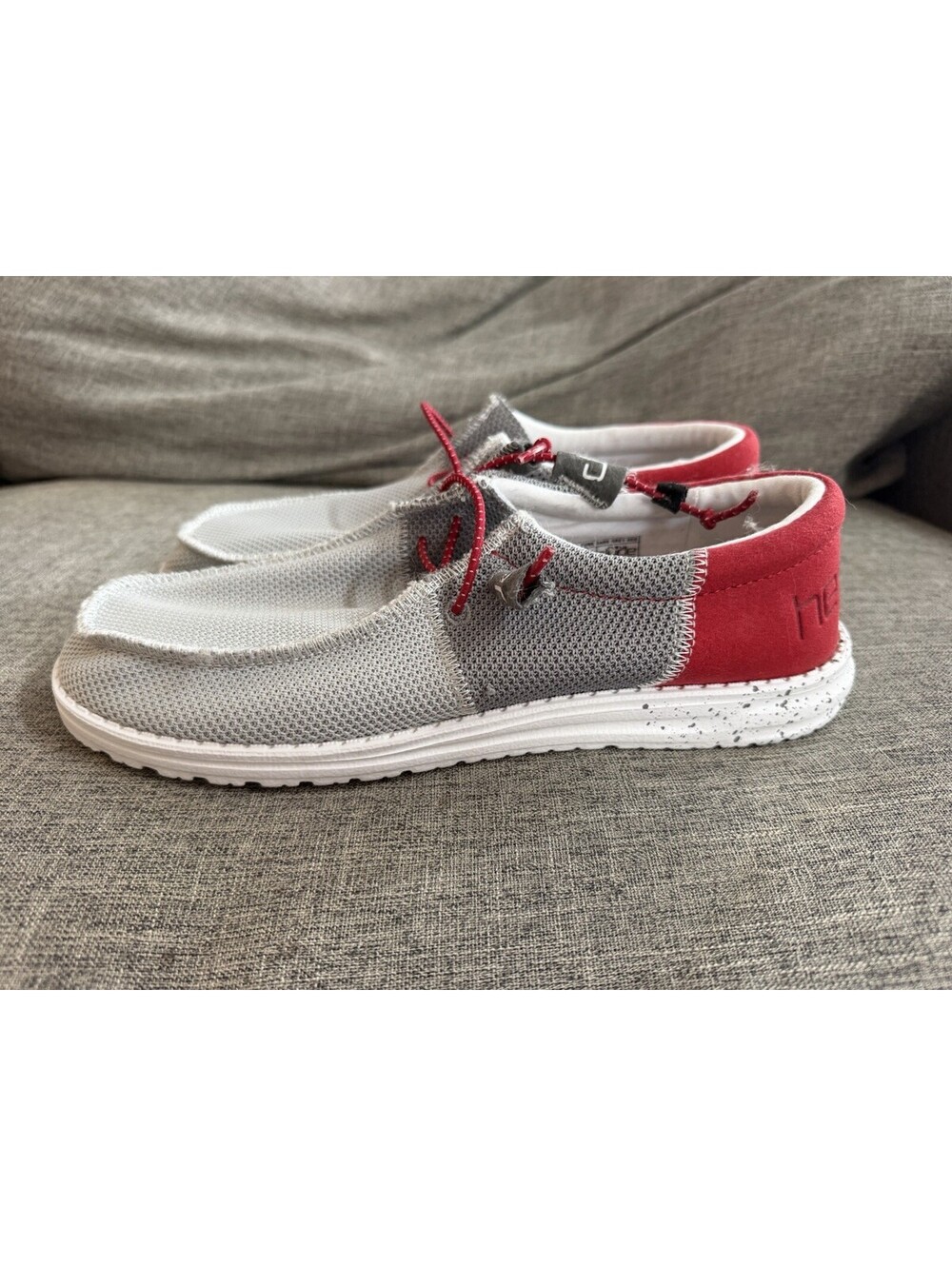 Hey Dude Wally Sox Shoes In Funk Dark Gray Red Mens 10